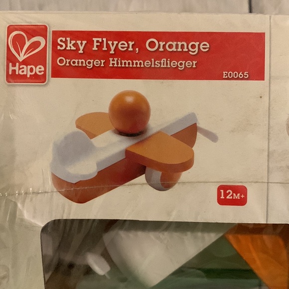 NIB Hape Early Explorer 12m+ Sky Flyer Orange Wooden Airplane ✈️ - Picture 7 of 8